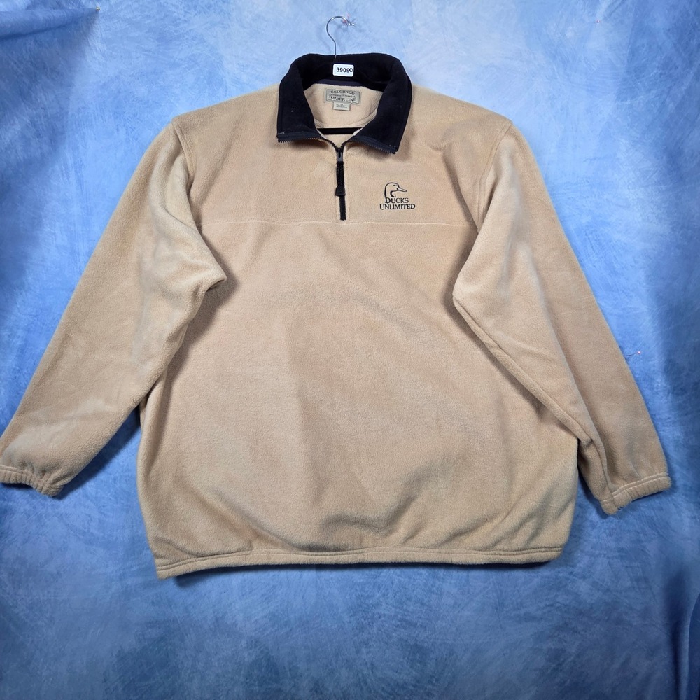 Ducks Unlimited Colorado Timberline Fleece Pullover Tan Mens 2X Quarter Zip
